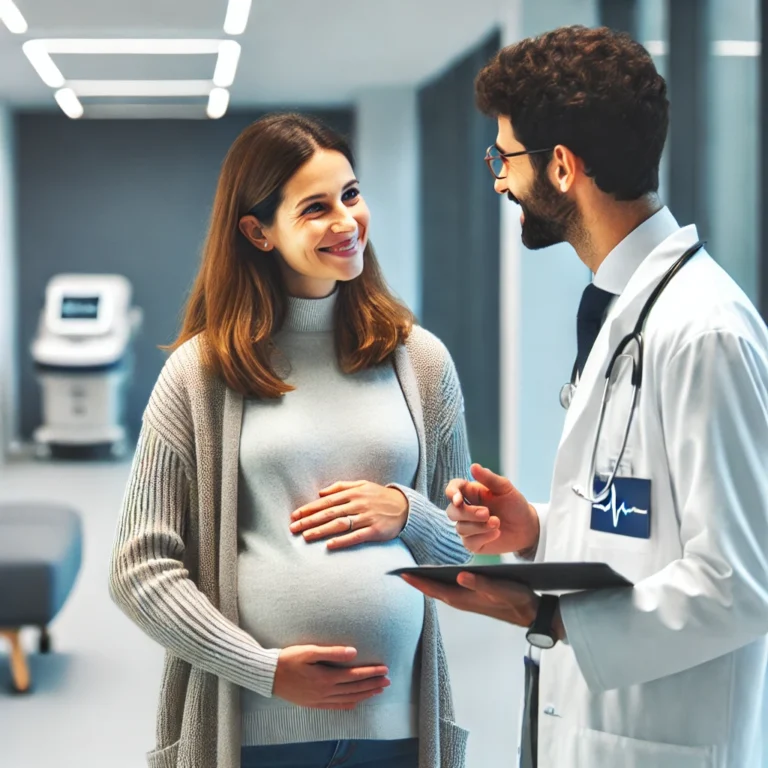 Discussion entre femme enceinte et un soignant